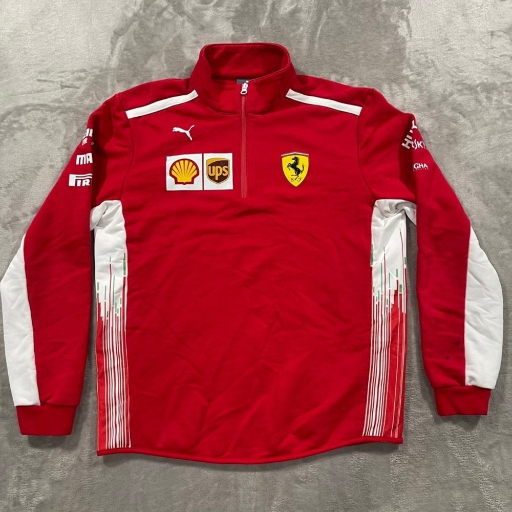 Puma Scuderia Ferrari Jacket Mens Medium‎ Red F1 Team Racing 2018 Half Zip